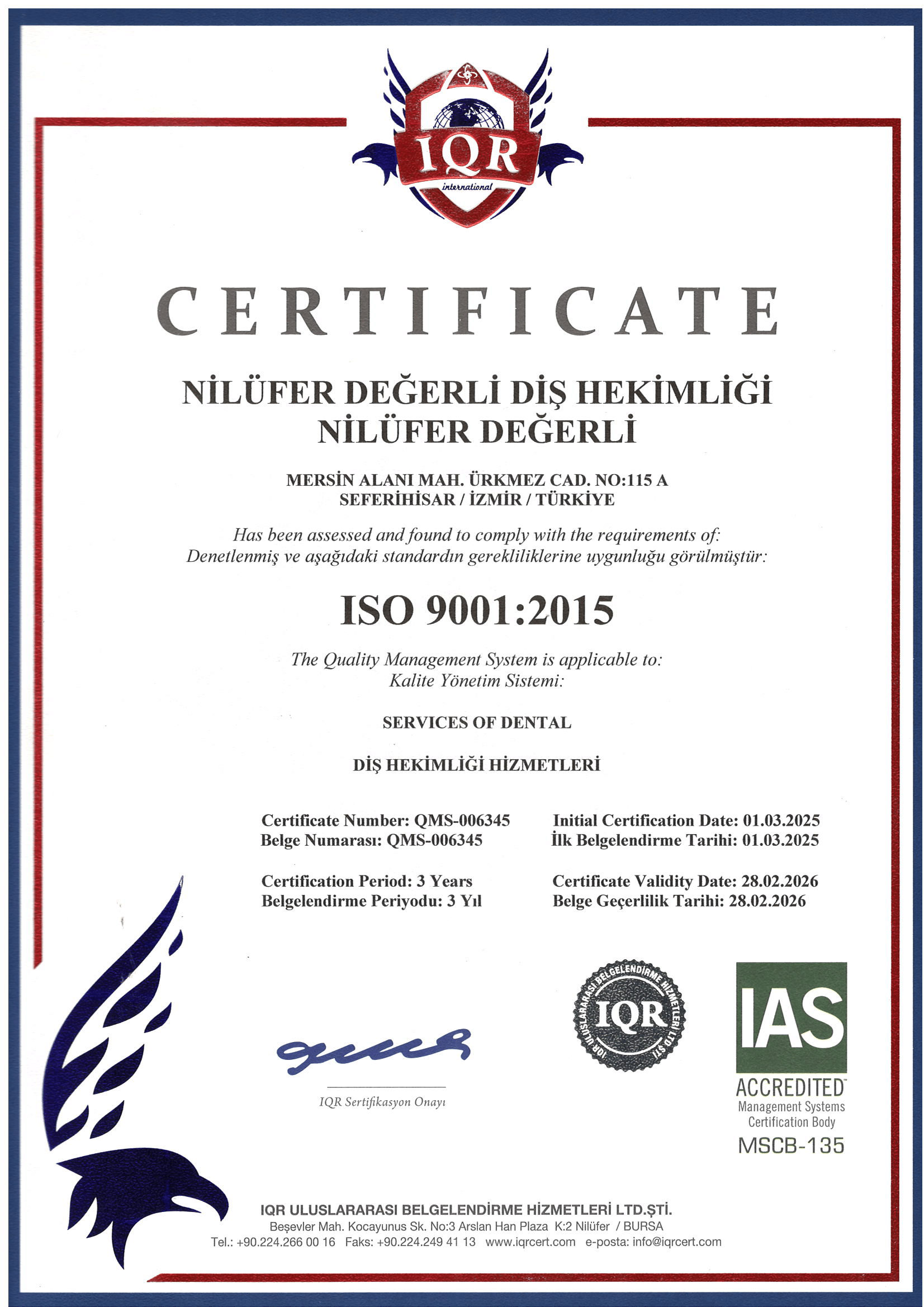 DT.Nilüfer Değerli - Onaylı Sağlık Turizm Sertifikaları 2